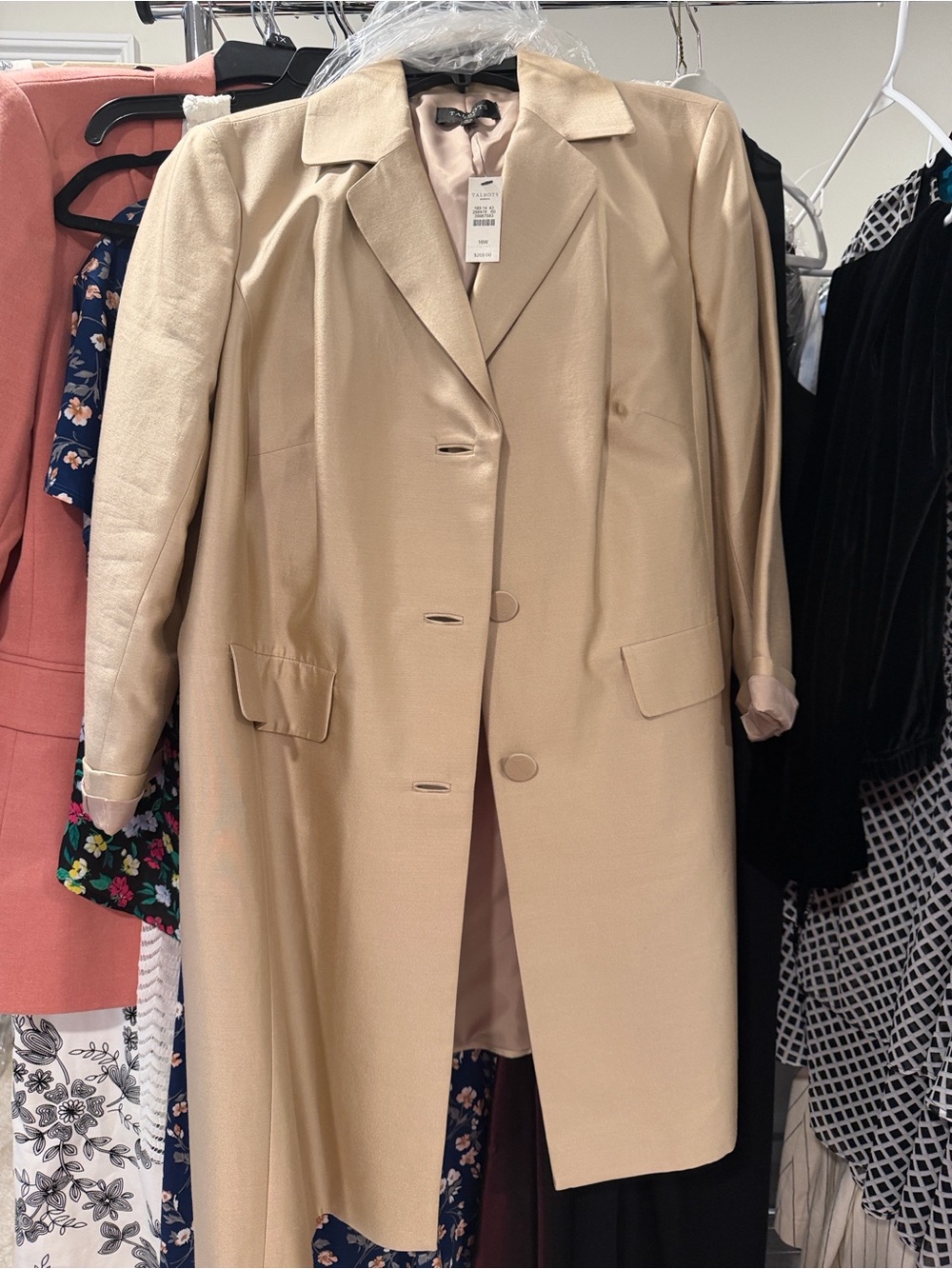 Talbots Beige Single-Breasted Blazer Coat